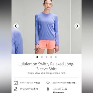 Lululemon Swiftly Tech Relaxed Long Sleeve***